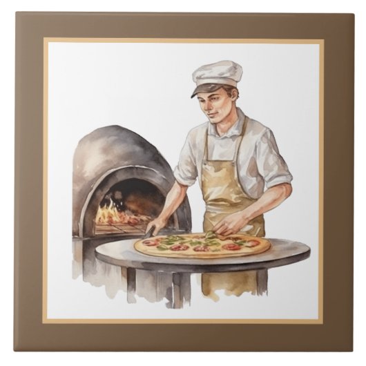 Cool man bakken Pizza home Zakelijk crafting Tegeltje (Voorkant)