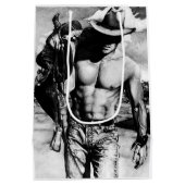 Cool Man Sexy Rugged Handsome Muscled Cowboy Man Medium Cadeauzakje (Achterkant)