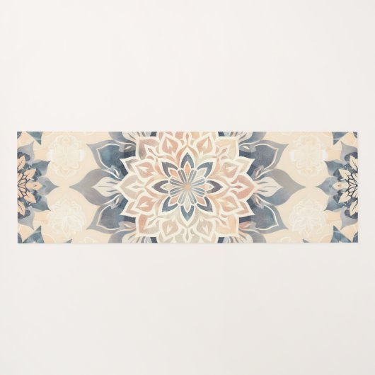 Cool Mandala Blush Roze Boho Script Naam  Yogamat (Achterkant (horizontaal))