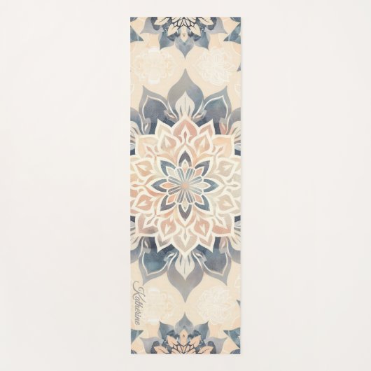 Cool Mandala Blush Roze Boho Script Naam Yogamat (Voorkant)
