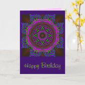 Cool mandala verjaardagskaart kaart (Gele Bloem)