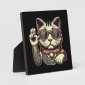 Cool  Maneki Neko Lucky Cat, Succes Geld Fotoplaat (Voorkant)