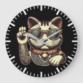 Cool  Maneki Neko Lucky Cat, Succes Geld Grote Klok (Voorkant)