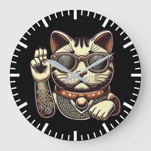 Cool  Maneki Neko Lucky Cat, Succes Geld Grote Klok (Voorkant)