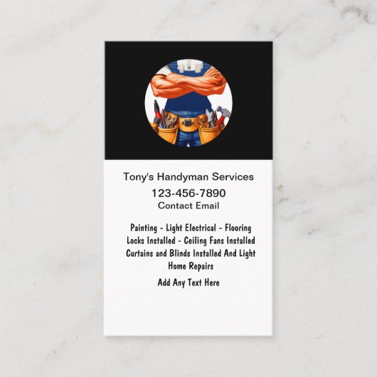 Cool Mannelijke Handyman Services Visitekaartje (Voorkant)