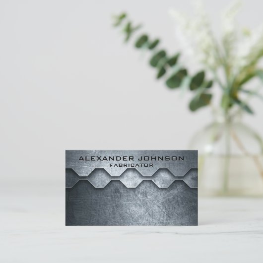 Cool Mannelijke Metallic Look Mechanische Fabricat Visitekaartje (Staand voorkant)