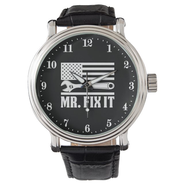 Cool mannen repareren woordkunst  horloge (Voorkant)