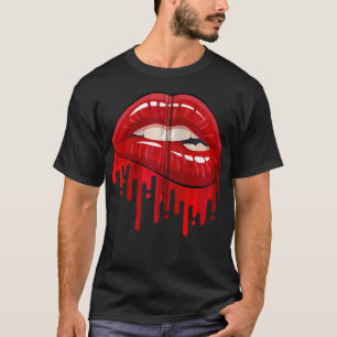 Cool Mannen Versie Vrouwen Vet Rood Bijtende Lippe T-shirt