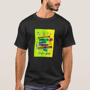 Cool Mannen Vrouws Colorful New York City 5 Avenue T-shirt