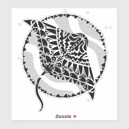 Cool Manta Ray Tribal Tattoo Sticker (Vel)