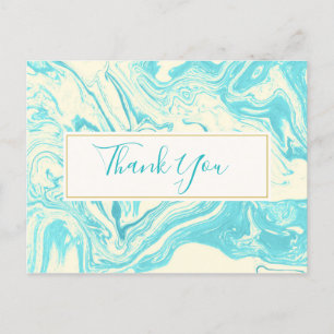 Cool Marble Design in Turquoise & Cream Dank u Briefkaart
