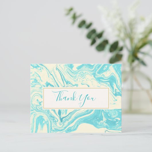 Cool Marble Design in Turquoise & Cream Dank u Briefkaart (Staand voorkant)