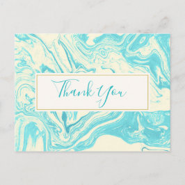 Cool Marble Design in Turquoise & Cream Dank u Briefkaart