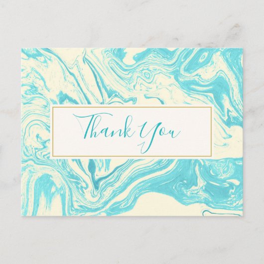 Cool Marble Design in Turquoise & Cream Dank u Briefkaart (Voorkant)