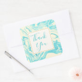 Cool Marble Design in Turquoise & Cream Dank u Vierkante Sticker (Envelop)