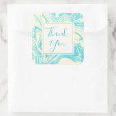 Cool Marble Design in Turquoise & Cream Dank u Vierkante Sticker (Tas)