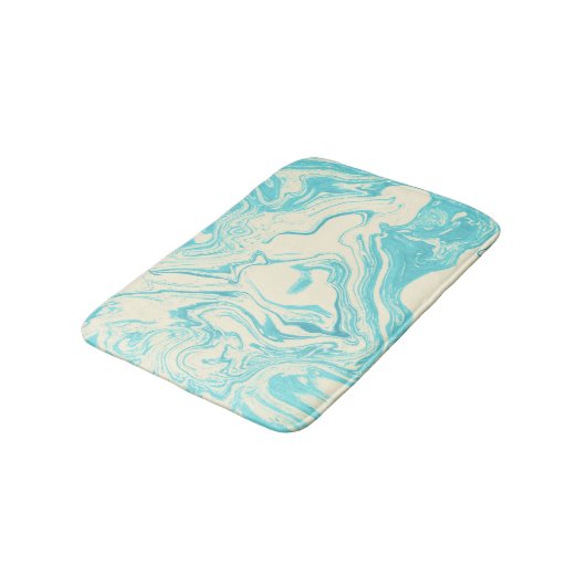 Cool Marble Design in Turquoise en Cream Badmat (Gekanteld)