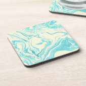 Cool Marble Design in Turquoise en Cream Bier Onderzetter (Linkerzijde)