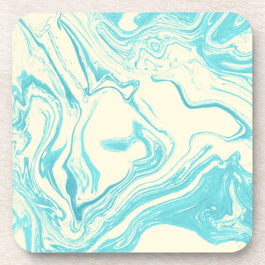 Cool Marble Design in Turquoise en Cream Bier Onderzetter (Voorkant)