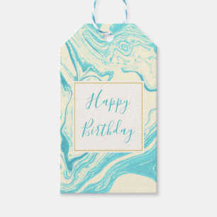 Cool Marble Design in Turquoise en Cream Birthday Cadeaulabel