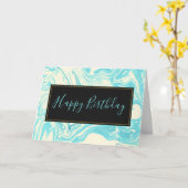 Cool Marble Design in Turquoise en Cream Birthday Kaart (Gele Bloem)