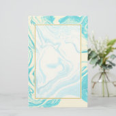 Cool Marble Design in Turquoise en Cream Briefpapier (Staand voorkant)