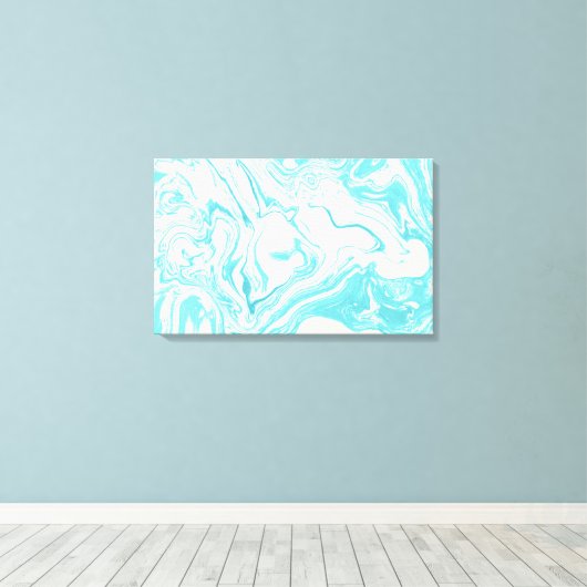 Cool Marble Design in Turquoise en Cream Canvas Afdruk (Insitu (Houten vloer))