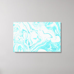 Cool Marble Design in Turquoise en Cream Canvas Afdruk