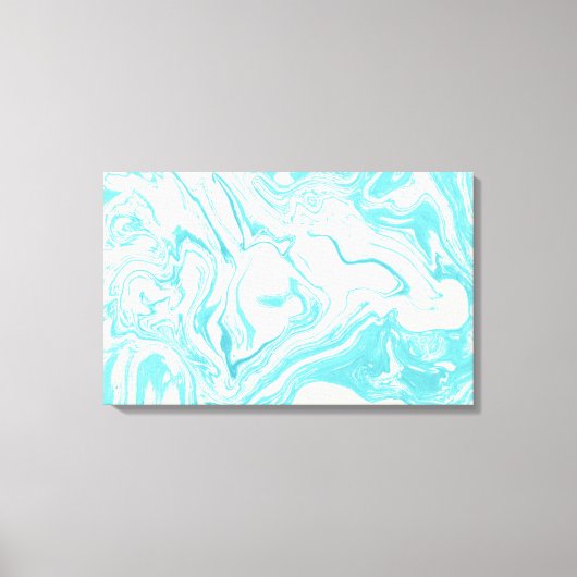 Cool Marble Design in Turquoise en Cream Canvas Afdruk (Voorkant)