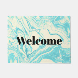 Cool Marble Design in Turquoise en Cream Deurmat