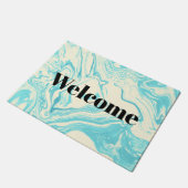 Cool Marble Design in Turquoise en Cream Deurmat (Schuin)