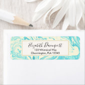 Cool Marble Design in Turquoise en Cream Etiket (Insitu)