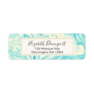 Cool Marble Design in Turquoise en Cream Etiket