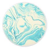 Cool Marble Design in Turquoise en Cream Keramische Knop (Voorkant)
