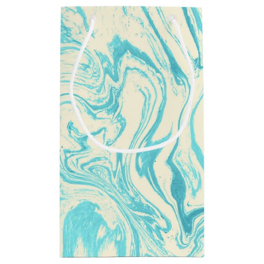 Cool Marble Design in Turquoise en Cream Klein Cadeauzakje (Achterkant)