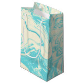Cool Marble Design in Turquoise en Cream Klein Cadeauzakje (Voorkant Gekanteld)
