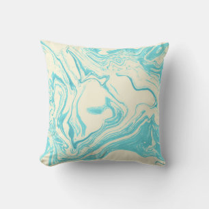 Cool Marble Design in Turquoise en Cream Kussen