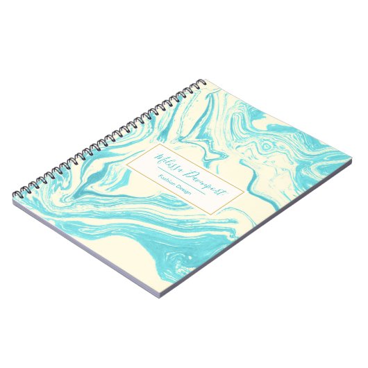 Cool Marble Design in Turquoise en Cream Notitieboek (Linkerzijde)