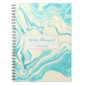 Cool Marble Design in Turquoise en Cream Notitieboek (Voorkant)