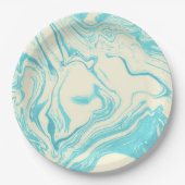 Cool Marble Design in Turquoise en Cream Papieren Bordje (Voorkant)