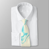 Cool Marble Design in Turquoise en Cream Stropdas (Gebonden)