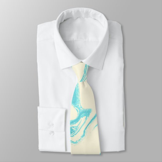 Cool Marble Design in Turquoise en Cream Stropdas (Gebonden)