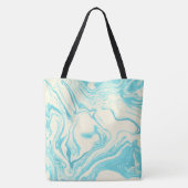 Cool Marble Design in Turquoise en Cream Tote Bag (Achterkant)