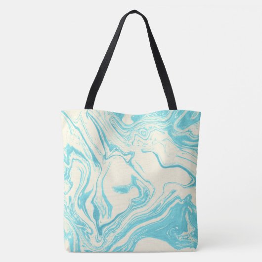 Cool Marble Design in Turquoise en Cream Tote Bag (Achterkant)