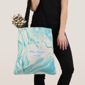 Cool Marble Design in Turquoise en Cream Tote Bag (Dichtbij)