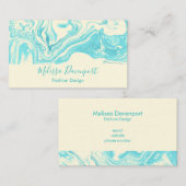 Cool Marble Design in Turquoise en Cream Visitekaartje (Voorkant / Achterkant)