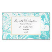 Cool Marble Design in Turquoise en Cream Visitekaartje Magneet (Voorkant)