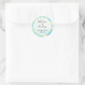 Cool Marble Design in Turquoise en Cream Wedding Ronde Sticker (Tas)