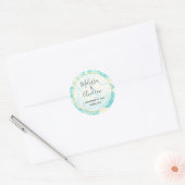 Cool Marble Design in Turquoise en Cream Wedding Ronde Sticker (Envelop)