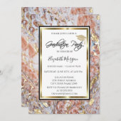 Cool Marble Gold Glitter Gradup Afstuderen Kaart (Voorkant / Achterkant)